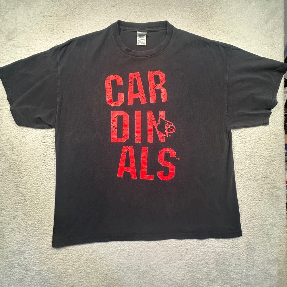 Delta‎ Louisville Cardinals T-Shirt Mens 2X Black Vintage Y2K Graphic Tee Good